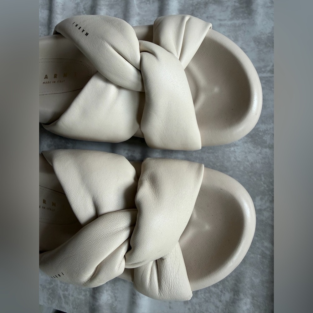 Marni Beige Women's Knotted Slide Sandals Size 35